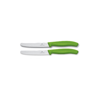 Victorinox Steak / Tomato Knives Serrated Green Handles 11cm Set of 2