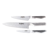 GLOBAL Classic 3 Piece Knife Set with Fluted Cooks Knife G-773889