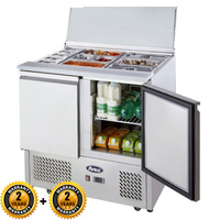 Atosa 2 Door Pizza & Salad Prep Fridge w Sliding Lid 300L ESL3800