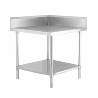 Corner Bench with Undershelf & Splashback, Stainless Steel, 600x600mm