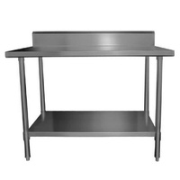Work Bench w Undershelf & Splashback, Stainless Steel, 2400x700mm