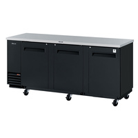 Black Back Bar Fridge 3 Door 940L