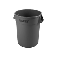 Jiwins Round Recycling Bin Grey with Lid 166 Lt