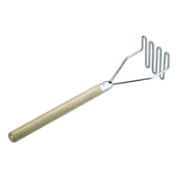 Potato Masher Chrome Plated w Wooden Handle 620mm