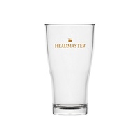 6x Polysafe Plastic Glass-Look Conical Schooner 425mL Headmaster Nucleated & Stackable