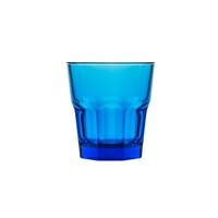 Polysafe Plastic Glass-Look Rocks Tumbler 240mL Blue Stackable