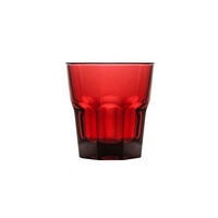 Polysafe Plastic Glass-Look Rocks Tumbler 240mL Red Stackable Ctn of 24