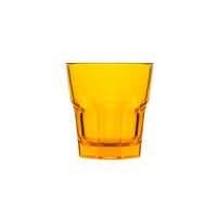 Polysafe Plastic Glass-Look Rocks Tumbler 240mL Yellow Stackable Ctn of 24