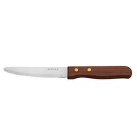 Athena Steak Knife, Stainless Steel w Wood Handle Pkt of 12