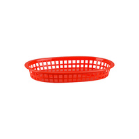 American Diner Style Plastic Basket Red Oval 270x180x40mm Set of 12