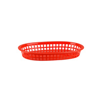 24x Red Plastic Bread Basket Large Oval Burger Fries Cafe American Style Diner