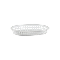24x White Plastic Bread Basket Large Oval Burger Fries Cafe American Style Diner