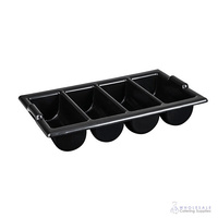Cutlery Box with 4 Compartments Black 1/1 Gastronorm