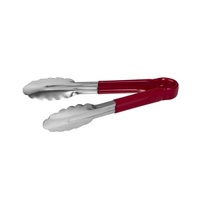 Stainless Steel Tong 1 Piece w PVC Coated Handle Red 230mm