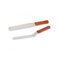 Spatula / Palette Knife Straight & Cranked Set 100mm Wood Handle S/S Blade