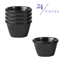 Ryner Melamine Round Fluted Ramekin Black 45ml Set of 24