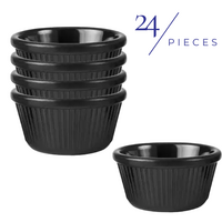 Ryner Melamine Round Fluted Ramekin Black 90ml Set of 24