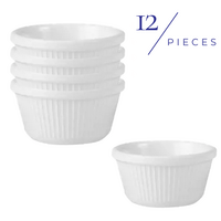 Ryner Melamine Round Fluted Ramekin White 90ml Set of 12
