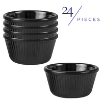Ryner Melamine Round Fluted Ramekin Black 120ml Set of 24