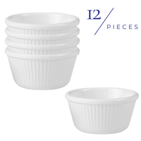 Ryner Melamine Round Fluted Ramekin White 120ml Set of 12