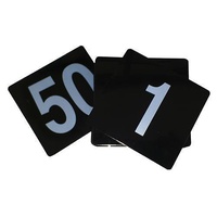 Table Number Set Plastic 105x95mm White on Black Set of 1-50