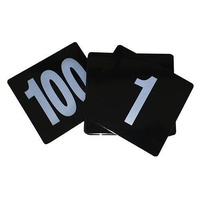 Table Number Set Plastic 105x95mm White on Black Set of 1-100