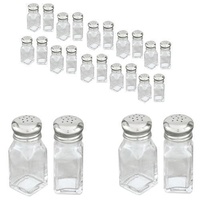 Salt & Pepper Shakers Stainless Steel and Glass 60mL Set of 12