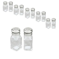 Salt & Pepper Shakers Stainless Steel and Glass 60mL Set of 6