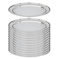Platter Heavy Duty Stainless Steel Oval with Rolled Edge 250mm Set of 12