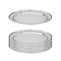 Platter Heavy Duty Stainless Steel Oval with Rolled Edge 250mm Set of 6