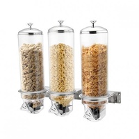 Triple Cereal Dispenser Stainless Steel & Acrylic 12 Litre