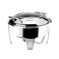 Athena Induction Chafer Round 360mm Stainless Steel & Glass Lid w Stand