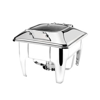 Athena Induction Chafer Rectangular 1/2 Size Stainless Steel & Glass Lid w Stand