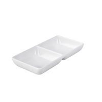 Ryner Melamine Divided Sauce Dish White 100x75mm