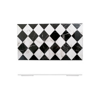 Ryner Melamine Premium Marble Checkered Style Black & White Plate 325x176mm