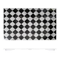 Ryner Melamine Premium Marble Checkered Style Black & White Platter 530x325mm