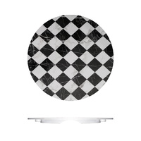 Ryner Melamine Premium Marble Checkered Style Black & White Round Plate 330mm