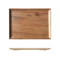 Ryner Melamine Wood-Look Rectangular Platter w Lip 400x300mm
