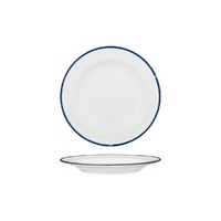 Luzerne Tin Tin White w Navy Blue Rim Wide Rim Plate 210mm Set of 6