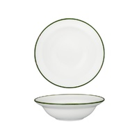 Luzerne Tin Tin White w Green Rim Deep Bowl 580mL Set of 3