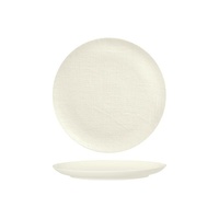 Luzerne Linen-Look White Matte Coupe Plate 210mm Set of 24