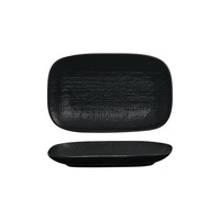 Luzerne Linen-Look Black Rectangular Plate 265x165mm Set of 24