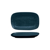 Luzerne Linen-Look Blue Rectangular Plate 265x165mm Set of 24