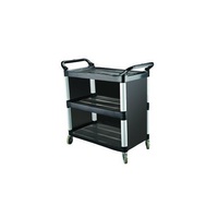 Cater-Rax Utility Trolley, Black Plastic with Closed Sides, 3 Shelves 845 x 430 x 950mm