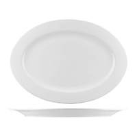 AFC Bistro White Oval Wide Rim Plate 405x290mm Set of 10