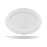 AFC Bistro White Oval Wide Rim Plate 350x250mm Set of 12
