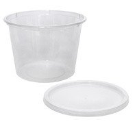500x Clear Plastic Container with Flat Lid 790mL Round Disposable Rice Dish