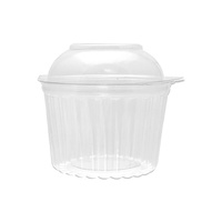 Clear ShoBowl PET Container Hinged Dome Lid Round 12oz 355ml Ctn of 250