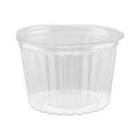 Clear ShoBowl PET Container Hinged Flat Lid Round 16oz 470ml Ctn of 250