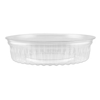 Clear ShoBowl PET Container Hinged Flat Lid Round 20oz 590ml Ctn of 150